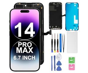 HQESTARX Reemplazo de pantalla para iPhone 14 Pro Max. Pantalla LCD de 6.7 pulgadas. Montaje digitalizador LCD táctil 3D para (A2651 A2893 A2896 A2895 2894) con herramientas de reparación, membrana