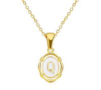 HQHYGM 14K Gold Filled Alphabet Necklace For Women and Men, Drip Oil Letter Oval Necklaces Alphabet J K L M N O P Q Initials Pendant Necklace, Bubble Necklace Letter Charms