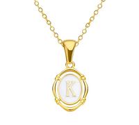 HQHYGM 14K Gold Filled Alphabet Necklace For Women and Men, Drip Oil Letter Oval Necklaces Alphabet J K L M N O P Q Initials Pendant Necklace, Bubble Necklace Letter Charms