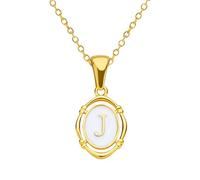 HQHYGM 14K Gold Filled Alphabet Necklace For Women and Men, Drip Oil Letter Oval Necklaces Alphabet J K L M N O P Q Initials Pendant Necklace, Bubble Necklace Letter Charms