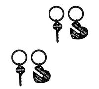 HQHYGM 2 Pairs Heart Lock Stainless Steel Keychain Kids' Backpacks Wedding Handbag Pendant Boyfriend Girlfriend Gifts Keychains for Him Couple Decor Key Ring Set