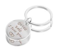 HQHYGM 2 pcs Drive Safe Stainless Steel Keychain Pendant Car Fob Charm Lightweight Metal Key Ring Bag Backpack Purse Decoration Gift for Husband Boyfriend