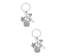 HQHYGM 2 Pcs Pearl Purses for Women Key Holder for Car Pearl Key Ring Car Keychain Shell Keychain Engraving Ocean Llaveros para Mujer Stainless Steel Friendship Lovers