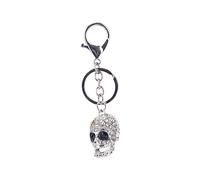 HQHYGM 2 pcs Skull Keychain Souvenirs Keyring Handbag Key Pendant Shiny Keychain Pendant Rhinestone Purse Charm Crystal Decorative Car Key Accessories 3D Metal