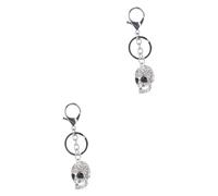 HQHYGM 2 pcs Skull Keychain Souvenirs Keyring Handbag Key Pendant Shiny Keychain Pendant Rhinestone Purse Charm Crystal Decorative Car Key Accessories 3D Metal