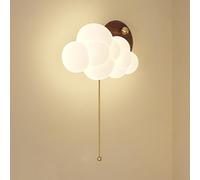 HQHYGM 24W Wall Light Indoor Metal with Pull Wallp Wood Cloud Shaped Bedsidep 3000K/4500K/6000K Rustic for Corridor Bedroom Liviroom