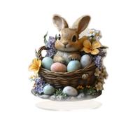 HQHYGM 2D Easter Bunny Egg Decoration Flat Desktop Ornament Birthday Gift Decorative Board with Base for Tabletop Study Office Shelf, Style C