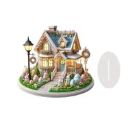 HQHYGM 2D Easter Bunny Egg Decoration Flat Desktop Ornament Birthday Gift Decorative Board with Base for Tabletop Study Office Shelf, Style E