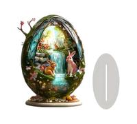 HQHYGM 2D Easter Bunny Egg Decoration Flat Desktop Ornament Birthday Gift Decorative Board with Base for Tabletop Study Office Shelf, Style G
