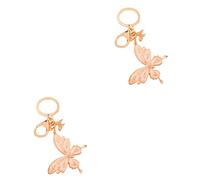 HQHYGM 2pcs Butterfly Crystal Ornament Rhinestone Purse Car Hanging Decor Animal Keychain Bag Charm Creative Key Ring Child White Decorations Metal Bee