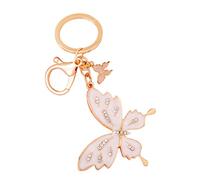 HQHYGM 2pcs Butterfly Crystal Ornament Rhinestone Purse Car Hanging Decor Animal Keychain Bag Charm Creative Key Ring Child White Decorations Metal Bee