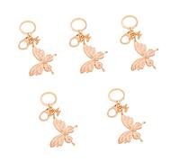 HQHYGM 2pcs Butterfly Crystal Ornament Rhinestone Purse Car Hanging Decor Animal Keychain Bag Charm Creative Key Ring Child White Decorations Metal Bee