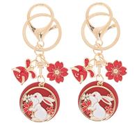 HQHYGM 2pcs Car Ring Handbag Accessories Adorable Bunny Delicate Key Chain Decor Decorative Rabbit Portable Keychain Bag Accessory