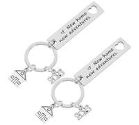 HQHYGM 2Pcs Creative Stainless Steel Home Keychains Housewarming Pendants for Couples Friends Moving Day Practical Key Ring Holders