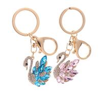 HQHYGM 2pcs Cute Swan Rhinestone Keychain Heavy Duty Metal Bag Charm Pendant for Backpack Office School Versatile Purse Decoration with Elegant Bling