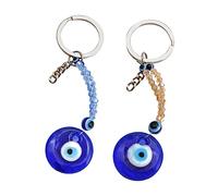 HQHYGM 2pcs Evil Eye Keychains Glass Keyring Key Badge Holder Fashionable Car Decorations for Women