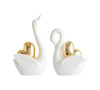 HQHYGM 2Pcs Figurines Tabletop Ornament Art Crafts Couple's Decor Creative Table Decoration Swan Statues for Bookshelf Entrance, White