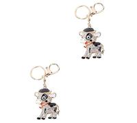 HQHYGM 2pcs Fluffy Cow Pendant Creative Cartoon Keyholder Material Hanging Decor