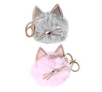 HQHYGM 2pcs Fur Keychain Bag Hanging Doll Cat Hanging Charms Key Hanging Pendants Purse Charm Car Hanging Doll Cat Hanging Pendants Bag Decorations Cartoon Girl Bag