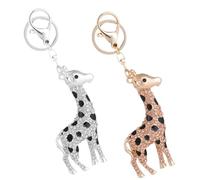 HQHYGM 2pcs Giraffe Keychain Decoration Drip Oil and Rhinestone, Colorful Metal Giraffe Keyring Pendant Set for Backpack Hanging and Crafts