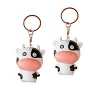 HQHYGM 2pcs Glowing Cow Keychain Animal Keychain Schoolbag Hanging Ornaments Cute Keyring for Boys and Girls
