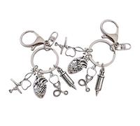 HQHYGM 2pcs Heart Shaped Party Favors Keychain Decorative Chain Backpack Pendant Key Hanging for Nurse Doctor Prop
