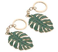 HQHYGM 2Pcs Leaf Key Ring, Palm Hawaiian/Tropical Party Gift, Assorted Color, Unisex-Adults, Green, Keychain Decoration