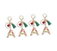 HQHYGM 2pcs Letter a Resin Bell Keyring Christmas Tassel Keychain Xmas Alphabet Rings Hanging Keyrings Key Chains Women