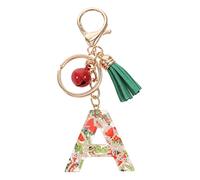 HQHYGM 2pcs Letter a Resin Bell Keyring Christmas Tassel Keychain Xmas Alphabet Rings Hanging Keyrings Key Chains Women