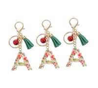 HQHYGM 2pcs Letter a Resin Bell Keyring Christmas Tassel Keychain Xmas Alphabet Rings Hanging Keyrings Key Chains Women