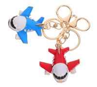 HQHYGM 2pcs Metal Airplane Keychain with Creative Civil Aircraft Model Aviation-Inspired Key Rings for Men Women Travel Pilot Present in Red and Lake Blue