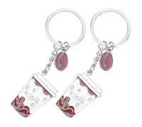 HQHYGM 2pcs Metal Coffee Cup Keychain Set Creative Pendant Rings Key Accessories for Everyday Use