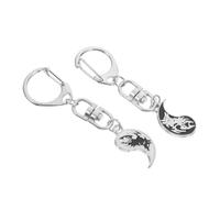 HQHYGM 2Pcs Metal Keychain Black and White Tai Chi Wolf Head Stylish Key Ring Bag Charm Backpack Decoration Hanging Accessory for Men Women Students