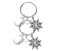 HQHYGM 2PCS Moon Star Sun Shaped Stainless Steel Keychains Silver Color Bag Hanging Decor Key Rings for and Accessories
