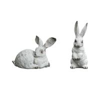 HQHYGM 2Pcs Resin Statues Animal Sculptures Bunny Figurines Desktop Ornaments Garden Decorations for Indoors Lawn Living Room