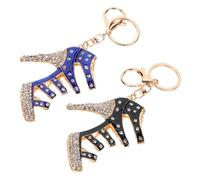 HQHYGM 2pcs Rhinestone High Heels Keychain Metal Shoe Pendant Charms for Women Bags Car Keys Sparkling Decorative Accessories in Black and Blue