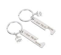 HQHYGM 2pcs Stainless Steel Chain Housewarming Pendants Creative Key Pendant Home Decoration Keychain Accessories for Daily Use