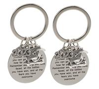HQHYGM 2pcs Stainless Steel Keychain Unique Ring As Bag Pendant Key Hanging Ornament for Graduation Season