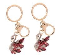 HQHYGM 2pcs Swan Key Ring Pendant Rhinestone Key Chain Girl Car Accessories Keychains Aesthetic