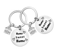 HQHYGM 2pcs Unique Home Stainless Steel Keychain Portable Lightweight Key Ring Decoration for Housewarming Couples Homeowners Bag and Backpack Charm