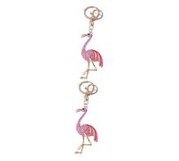 HQHYGM 2pcs Wallet Car Pink Gifts Holder for Purse Decor Party Favors Flamingo Keychain Decorate Pendant Key Chain Miss Bracelet Girl
