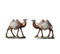HQHYGM 2X Camel Statue Animal Sculpture Decorative Creative Crafts Resin Art Figurine Desktop Decor for Living Room Home Party Shelf, Wood Grain Color