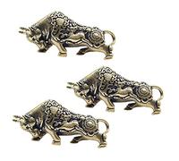 HQHYGM 3pcs Brass Cow Key Chain Pendant Ox Shaped Hanging Ornament for Keys Unique Creative Decorative Keyring Accessory