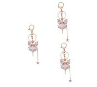 HQHYGM 3pcs Flower Fairy Keychain Car Keyring Keychain Crystal Ornament for Bag Pendant
