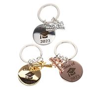 HQHYGM 3pcs Metal Grad Stainless Steel Class of for Graduation College Student Gifts Keychain Decor 2023 Keyring Bag Pendant