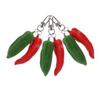 HQHYGM 3pcs Pepper Keychain Vibrant Red Green PVC Key Accessories for Car House Bag Decoration Party Favors