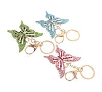 HQHYGM 3PCS Rhinestone Crystal Keychain Set, Zinc Sparkling Key Fob Charm for Women’s Handbag, Purse, Backpack Decoration, Glitter Butterfly Pendant