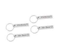 HQHYGM 4 Pcs Couple Wallet Stainless Steel Keychain His and Her keyrings for Men Keychains Bag Chain Key Rings Pendant
