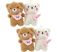 HQHYGM 4pcs Bear Pendant Keychain Bears Bag Charms Aesthetic for Purse and Backpack Fluffy Car Accessories