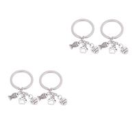 HQHYGM 4pcs Bone Dog Paw Keychains Keyring Decorations for Women Men Aesthetic Keychain Tassels Key Holder for Bag Backpack Key